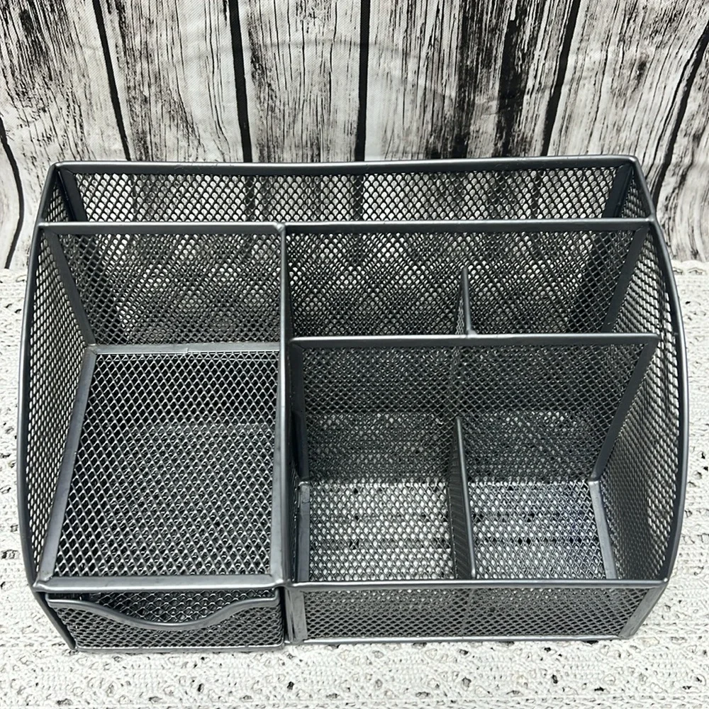 Pink and Gray Mesh Desk Organizer 2 piece set. Organization for papers,pens etc.
